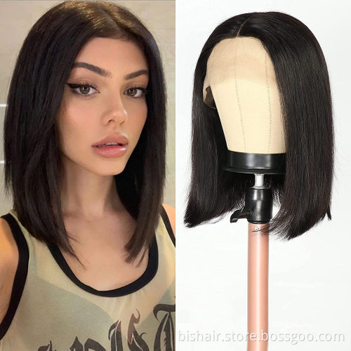 Cheap Price Brazilian Straight Hair Bob Wig Real Human Hair 13x4 Bob Lace Front Wig Real Human Hair  For Women Natural Color